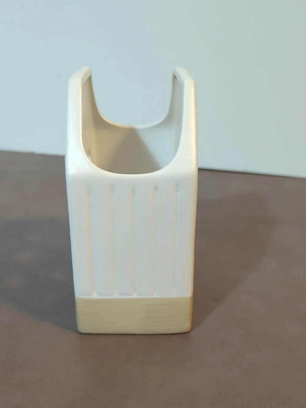 White And Tan Ceramic House Napkin Holder Kitchen Utensils Holder Winter Theme